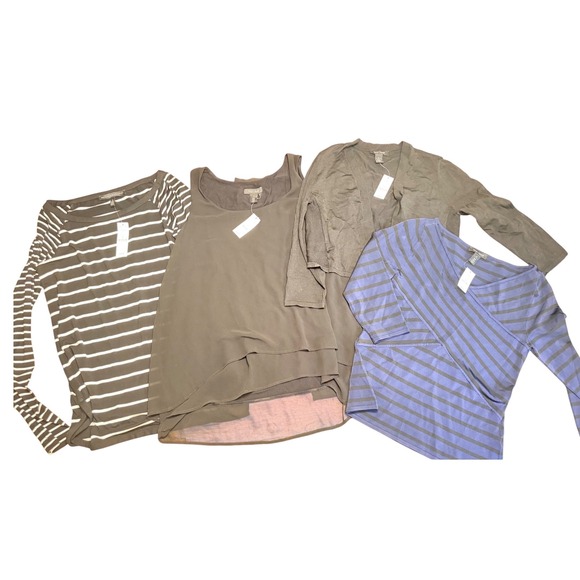 White House Black Market Tops - White House Black Market Tops Lot Womens Size M Black Blue Striped NWT 4pc